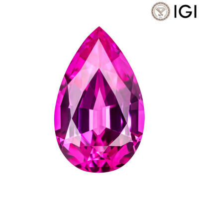 0.26 Carat Pear Cut Lab-Created Pink Sapphire - 1