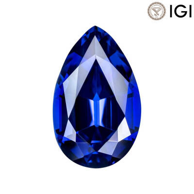 1.00 Carat Pear Cut Lab-Created Blue Sapphire - 1