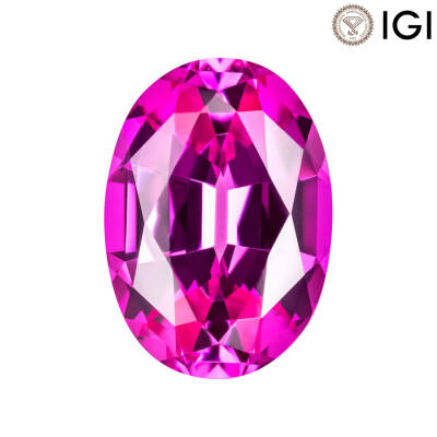 1.08 Carat Oval Cut Lab-Created Pink Sapphire - 1