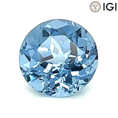 1.63 Carat Round Cut Lab-Created Aqua Blue Spinel - 1