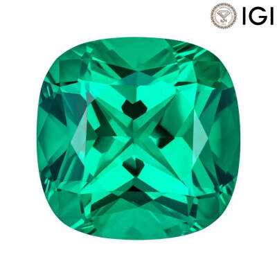 2.15 Carat Cushion Cut Lab-Created Emerald - 1