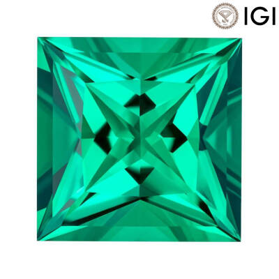 2.50 Carat Princess Cut Lab-Created Emerald - 1
