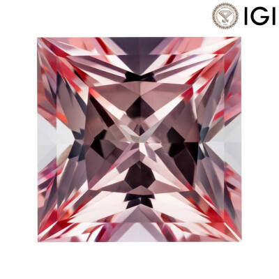2.52 Carat Princess Cut Lab-Created Champagne Sapphire - 1