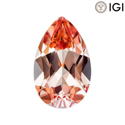 2.87 Carat Pear Cut Lab-Created Champagne Sapphire - 1