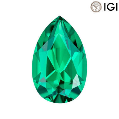 3.00 Carat Pear Cut Lab-Created Emerald - 1