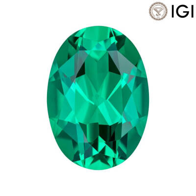 3.65 Carat Oval Cut Lab-Created Emerald - 1