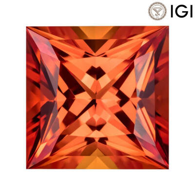 3.75 Carat Princess Cut Lab-Created Padparadscha - 1