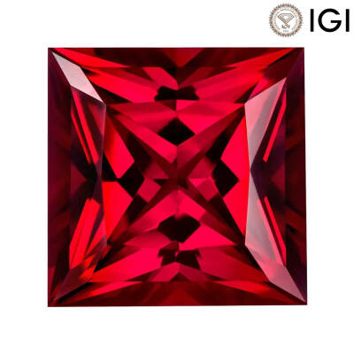 3.75 Carat Princess Cut Lab-Created Ruby - 1