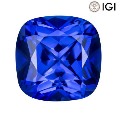 5.03 Carat Cushion Cut Lab-Created Blue Sapphire - 1