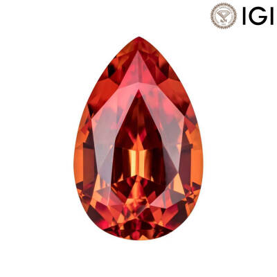 5.23 Carat Pear Cut Lab-Created Padparadscha - 1