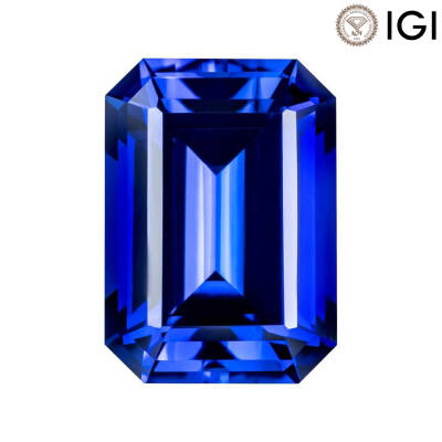 6.50 Carat Emerald Cut Lab-Created Blue Sapphire - 1