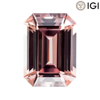 6.53 Carat Emerald Cut Lab-Created Champagne Sapphire - 1