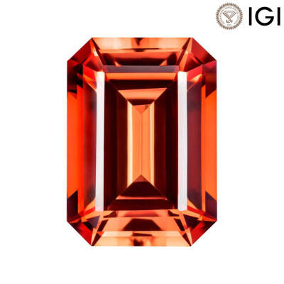 9.50 Carat Emerald Cut Lab-Created Padparadscha - 1